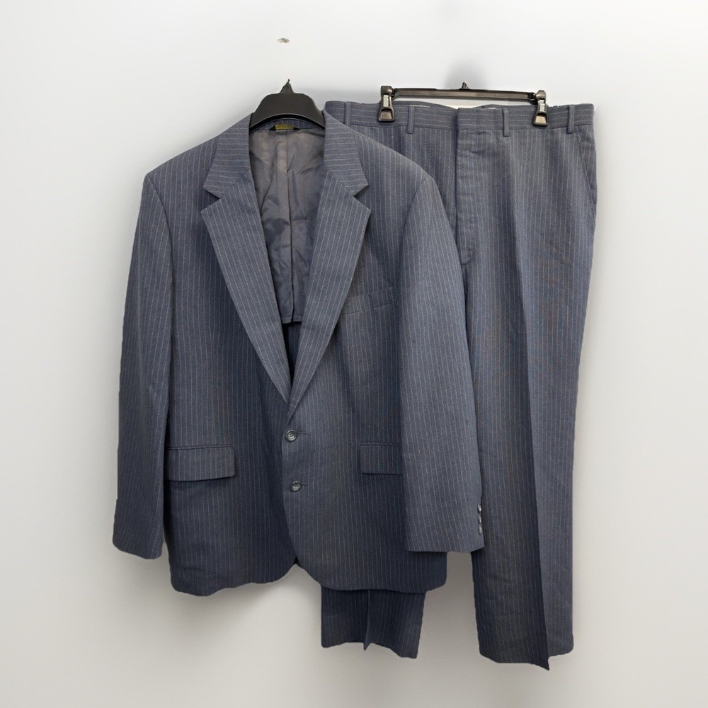 Vintage Kuppenheimer‎ 2 Pc Suit Mens Blazer Jacket 44R Pants 38X29 Blue Striped